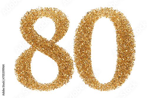Gold glitter number 80 photo