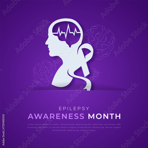 Epilepsy Awareness Month Paper cut style Vector Design Illustration for Background, Poster, Banner, Advertising, Greeting Card