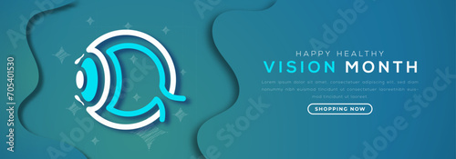 Healthy Vision Month Paper cut style Vector Design Illustration for Background, Poster, Banner, Advertising, Greeting Card