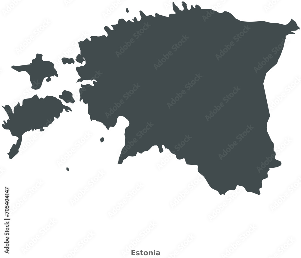 Map of Estonia. A country in Northern Europe. Elegant Black Edition