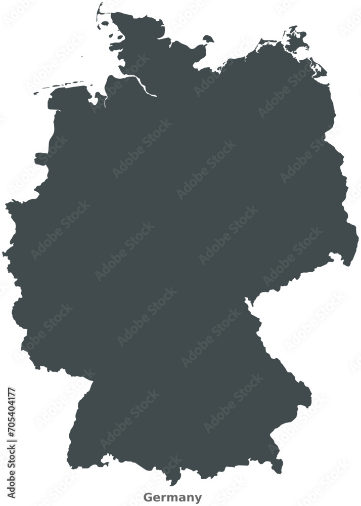 Map of Germany. A country in Central Europe. Elegant Black Edition