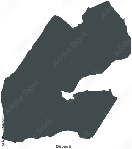 Map of Djibouti. A country in East Africa. Elegant Black Edition