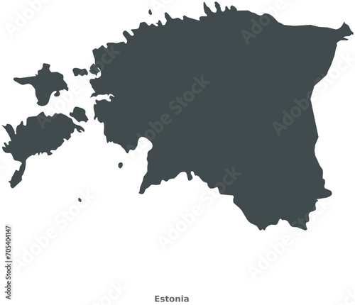 Map of Estonia. A country in Northern Europe. Elegant Black Edition