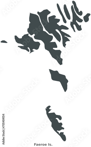 Map of Faeroe Islands. A country in North Atlantic Ocean. Elegant Black Edition