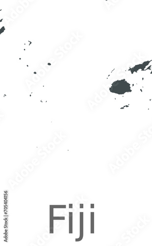 Map of Fiji. A country in Oceania. Elegant Black Edition