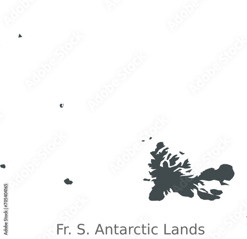 Map of Fr. S. Antarctic Lands (French Southern and Antarctic Lands). A land in Southern Ocean. It is an overseas territory of France. Elegant Black Edition photo