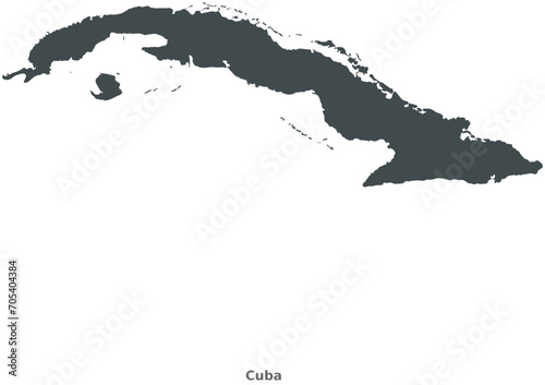 Map of Cuba. A country in the Caribbean. Elegant Black Edition