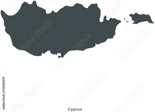Map of Cyprus. A country in Eastern Mediterranean. Elegant Black Edition