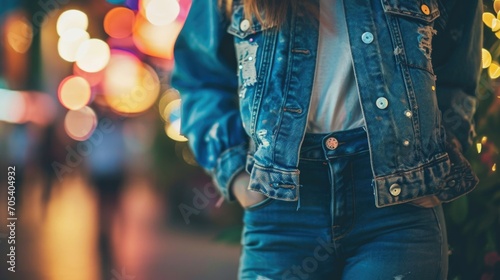 Playful and Youthful Embrace a youthful vibe with a bright blue denim jacket, a white shirt, and distressed blue jeans â perfect for a day of fun and adventure.