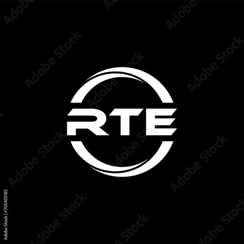 RTE letter logo design with black background in illustrator, cube logo, vector logo, modern alphabet font overlap style. calligraphy designs for logo, Poster, Invitation, etc.