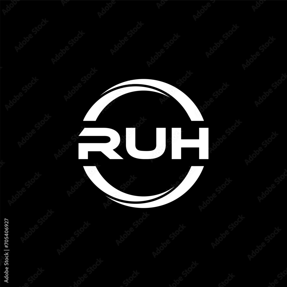 RUH letter logo design with black background in illustrator, cube logo, vector logo, modern alphabet font overlap style. calligraphy designs for logo, Poster, Invitation, etc. RUH letter logo design with black background in illustrator, cube logo, vector logo, modern alphabet font overlap style. calligraphy designs for logo, Poster, Invitation, etc.
