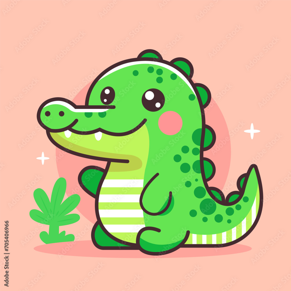 Cute crocodile illustration, with flat vector concept Cute crocodile illustration, with flat vector concept