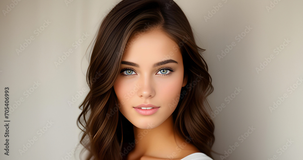 Beauty female face. Beautiful brunette woman, portrait close up. Portrait of Beauty woman with blue eyes. Beauty face. Fashion Beauty face. Female model girl with curly hairstyle. Woman face close up. Beauty female face. Beautiful brunette woman, portrait close up. Portrait of Beauty woman with blue eyes. Beauty face. Fashion Beauty face. Female model girl with curly hairstyle. Woman face close up.