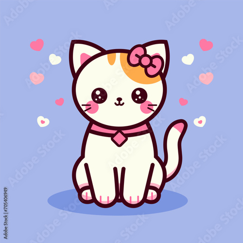 Cute beautiful cat illustration  with flat vector concept