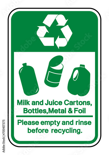 Milk and juice carton buttle Metal and foil Recycle Symbol Sign ,Vector Illustration, Isolate On White Background Label .EPS10