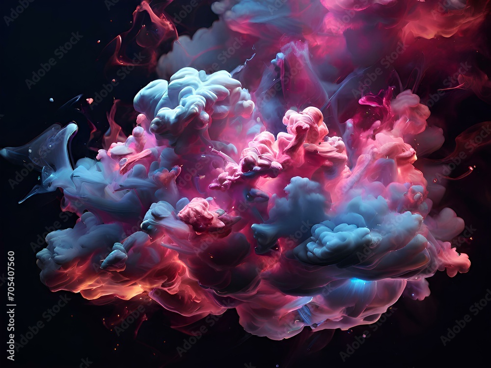 Fototapeta premium Abstract Blue and Pink Neon Smoke Clouds