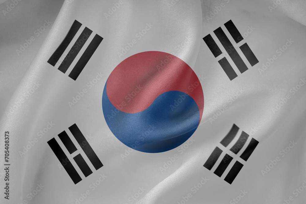 Korea waving flag close up fabric texture background
Korea waving flag close up fabric texture background