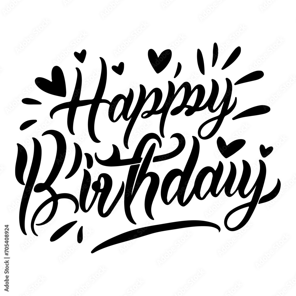 Happy birthday text effect vector art illustration, happy birthday silhouette Happy birthday text effect vector art illustration, happy birthday silhouette