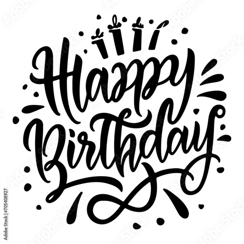 Happy birthday text effect vector art illustration, happy birthday silhouette
