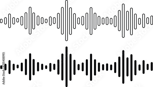 Set of radio Wave icon. Monochrome simple sound wave on transparent background. Vector sound wave icon. Music player sound bar. Record interface. Equalizer icon with soundwave line. used for mobile. photo