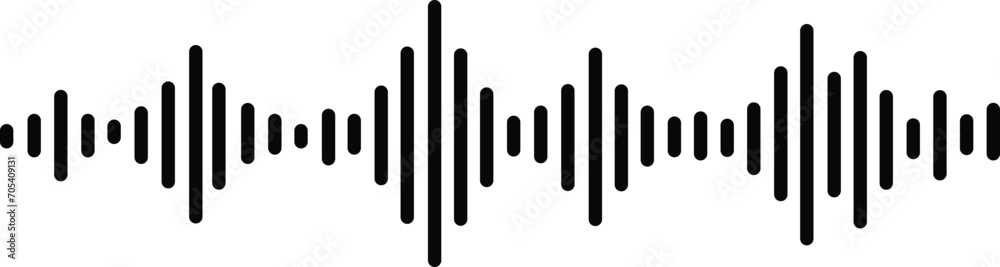 Radio Wave icon. Monochrome simple sound wave on transparent background. Vector sound wave icon. Music player sound bar. Record interface. Equalizer icon with soundwave line. used for mobile phone. - obrazy, fototapety, plakaty 