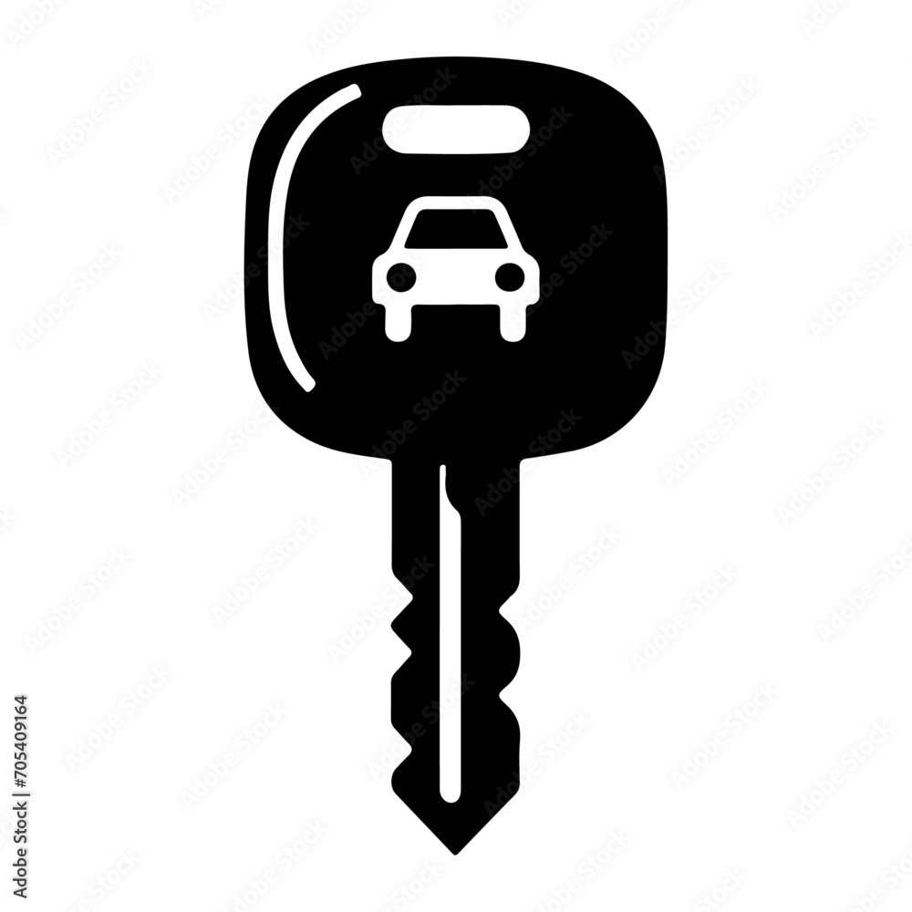 Car Key Icon vector art illustration, black color icon