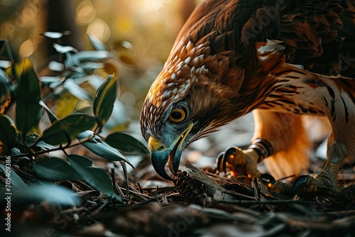 Crested Hawk Eagle scavenge their prey on the ground AI Generative