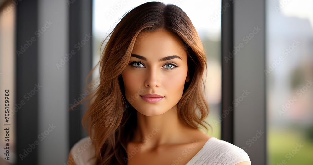 Beautiful girl face. Beautiful brunette woman, portrait closeup. Face of young woman with wavy hair. Beauty face. Model girl with curly hairstyle. Woman face. Beautiful girl face. Beautiful brunette woman, portrait closeup. Face of young woman with wavy hair. Beauty face. Model girl with curly hairstyle. Woman face.