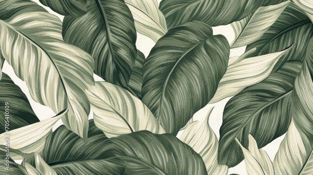 Wallpaper made of palm leaves tropical leaves pattern illustration Wallpaper made of palm leaves tropical leaves pattern illustration