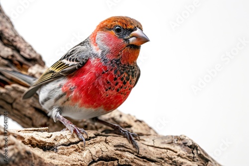 Finch bird standing on the old log AI Generative