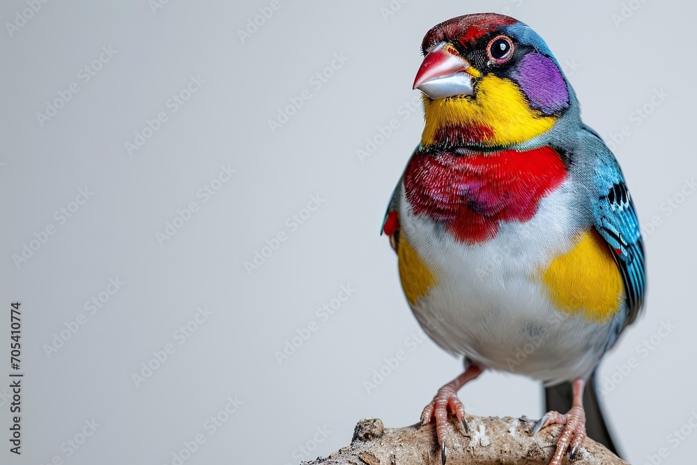 Portrait Gouldian Finch isolated on white AI Generative Portrait Gouldian Finch isolated on white AI Generative