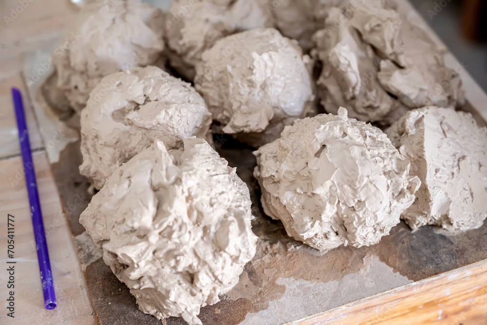 Set of wet clay material for making a clay craft porcelain Set of wet clay material for making a clay craft porcelain