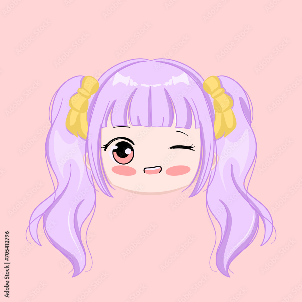 cute chibi head character kawaii girl cartoon illustration cute chibi head character kawaii girl cartoon illustration