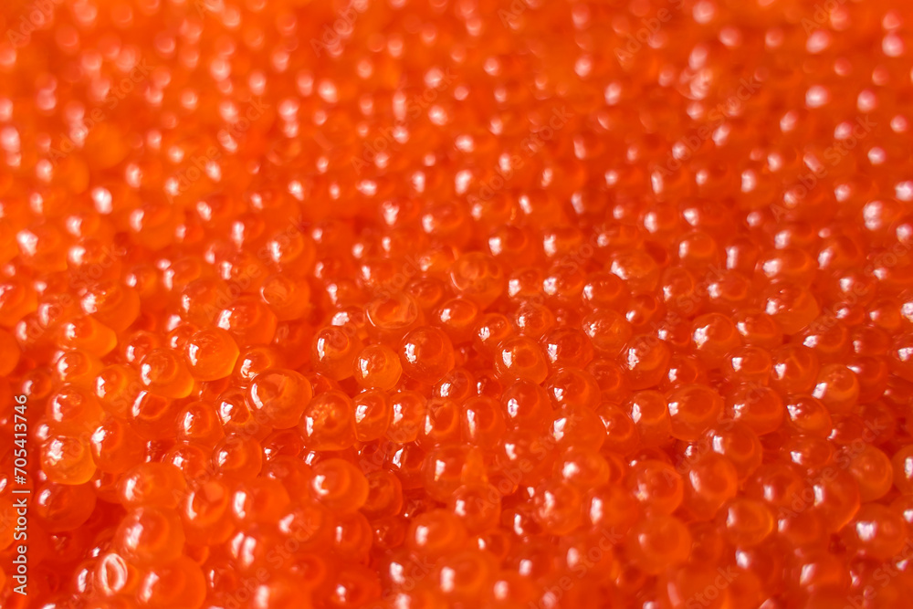 Close up of red caviar. Red caviar background. 
