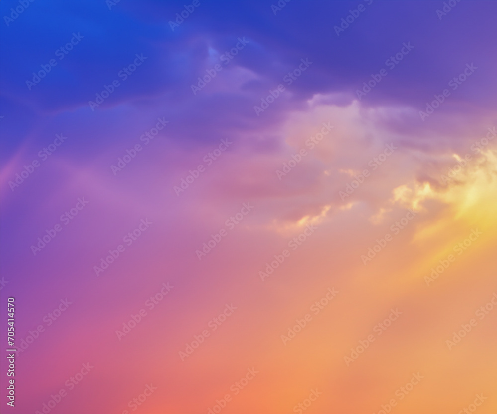 Sky midday sunlight beams rainbow pastel gradient pale orange-pink purple-blue dramatic. Beautiful sunny day soft light clouds blur background