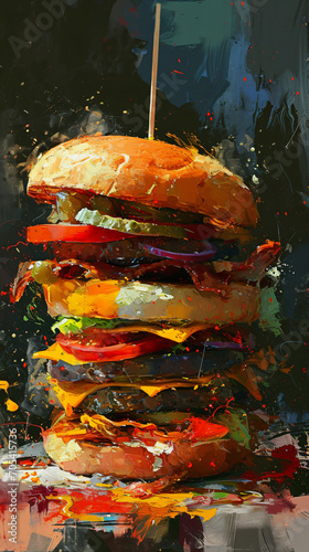 cheeseburger art, painting