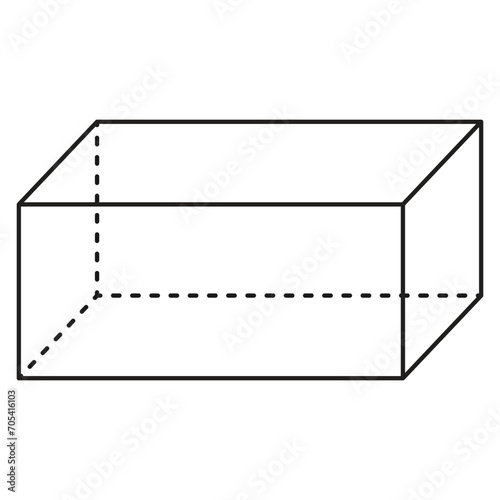 Vector illustration of a box with an outline. Isolated on white background.