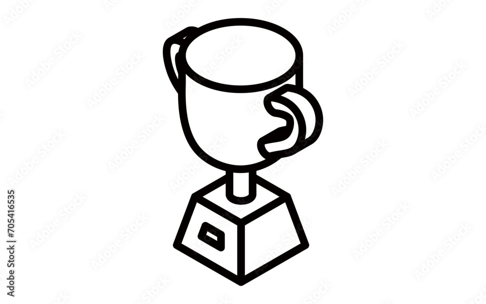 Simple isometric illustration of a winning trophy, image of a ranking