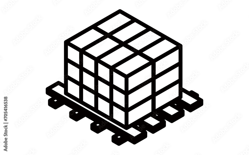Simple isometric illustration of loads on pallets, logistics, distribution, etc.