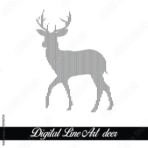 Digital Line Art Deer Vector Design Creative Concept