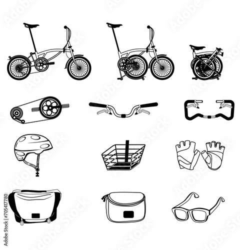 Set of folding bike icon
