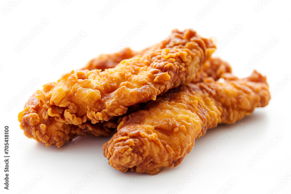 fried chicken tenders on white background fried chicken tenders on white background