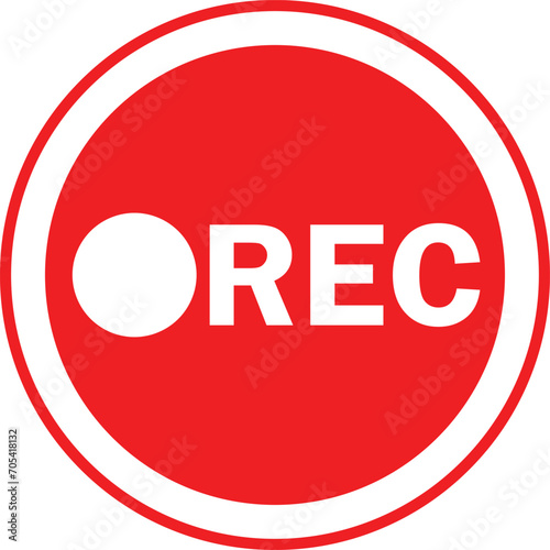 Rec button icon. Video recording button concept. Red Rec button symbol. flat style.