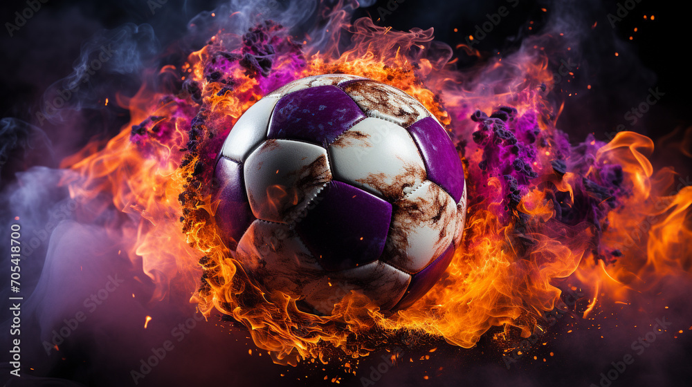 burning soccer ball in fire