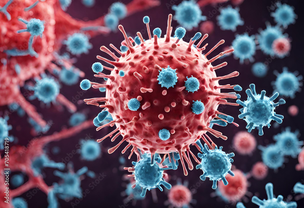 blood cells, 3d rendered illustration of a virus, v2