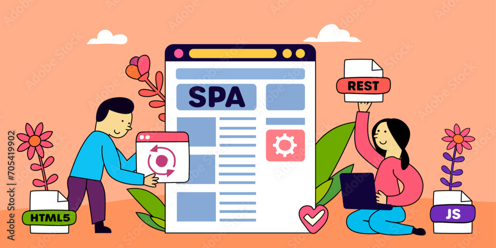 Fototapeta premium Single Page Application, SPA, vector illustration