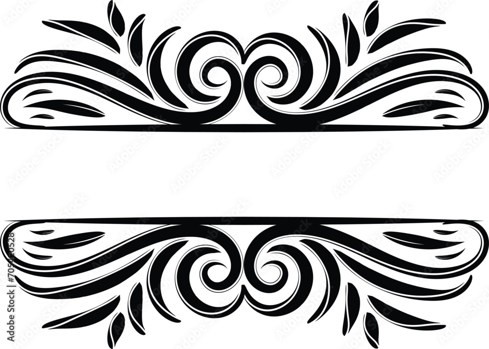 Fototapeta premium Black Vintage Title Frame Swirl For Text Border Png Transparent Background Wedding Invitation Card and vintage royal title border or text frame ornament elements