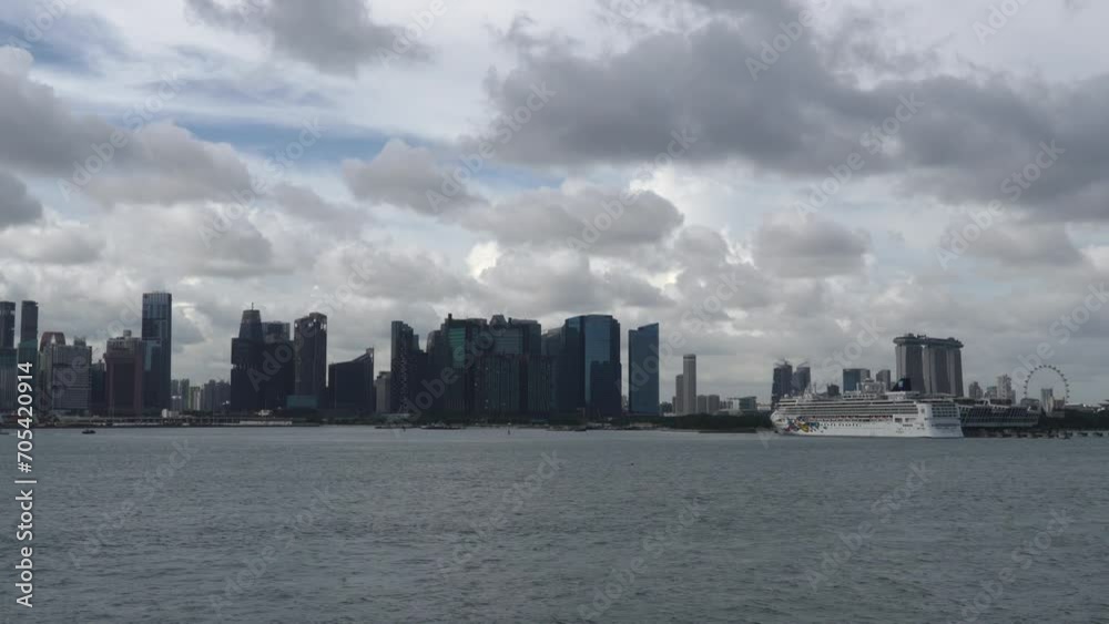 Singapore view from the sea side. Time - lapse. Singapore view from the sea side. Time - lapse.