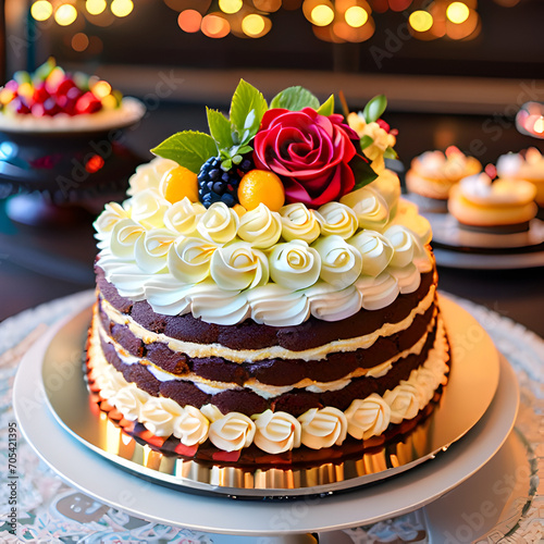 cake with candles and flowers