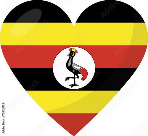 Free Download Uganda flag heart 3D style. - GFXLoad